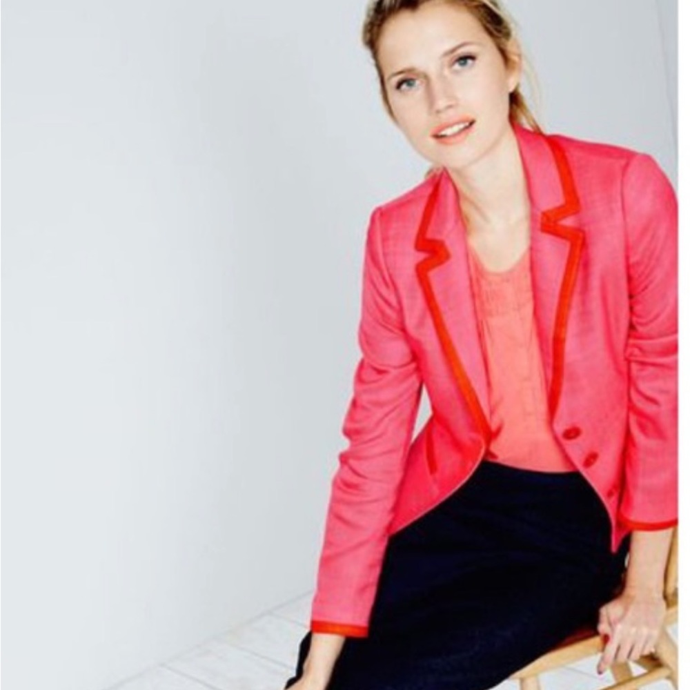 Boden pink and red contrast trim blazer size 8